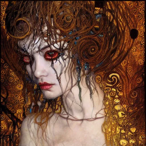 Prompt: demon, intricate detail, klimt, royo, whealan,