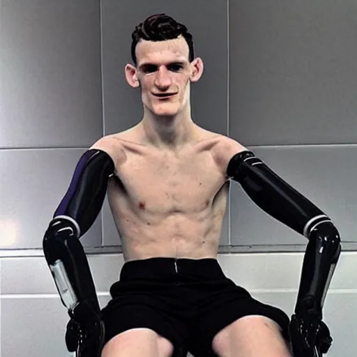 Prompt: “a realistic detailed photo of a guy who is an attractive humanoid who is half robot and half humanoid, who is a male android, Declan Rice, shiny skin”