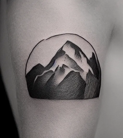 Prompt: tattoo design sketch of a beautiful mountain scenery with a faded beautiful woman face, hyper - realistic, double exposure effect, in the style of matteo pasqualin, amazing detail, black and white, faded