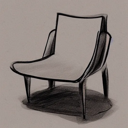 Prompt: a banana - shaped chair, design draft, sketch