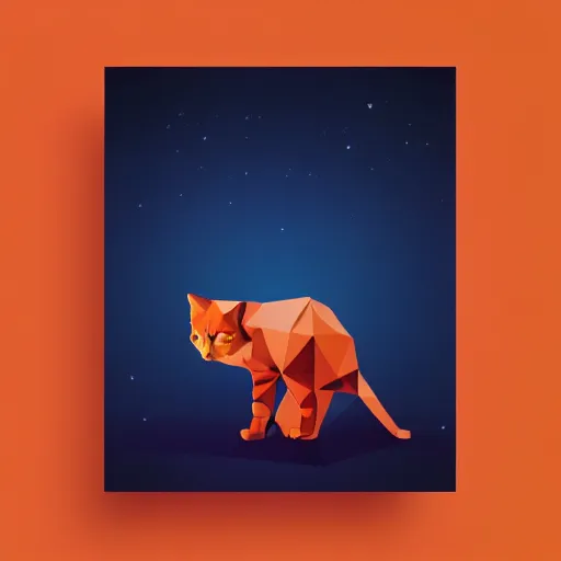 Image similar to orange to red gradient low poly art of cat