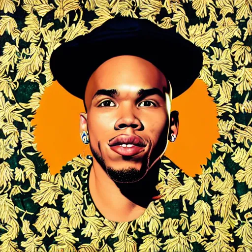 Image similar to portrait of Anderson .Paak by Kehinde Wiley