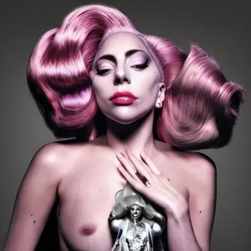 Prompt: lady gaga artpop act ii, album cover, inez and vinoodh artpop photoshoot, lady gaga with her venus hair