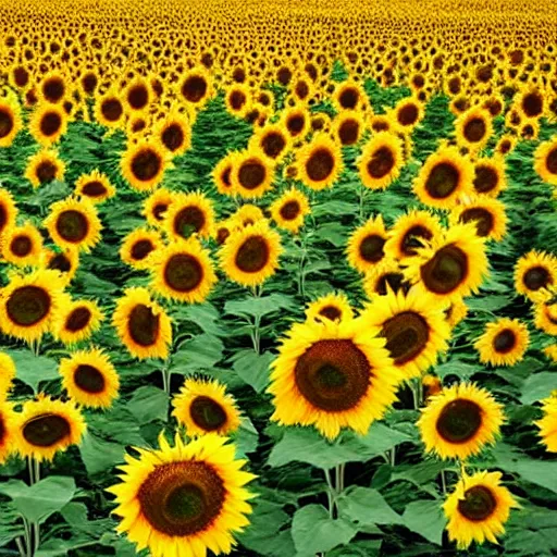 Prompt: a sunflower field is on fire in midnight