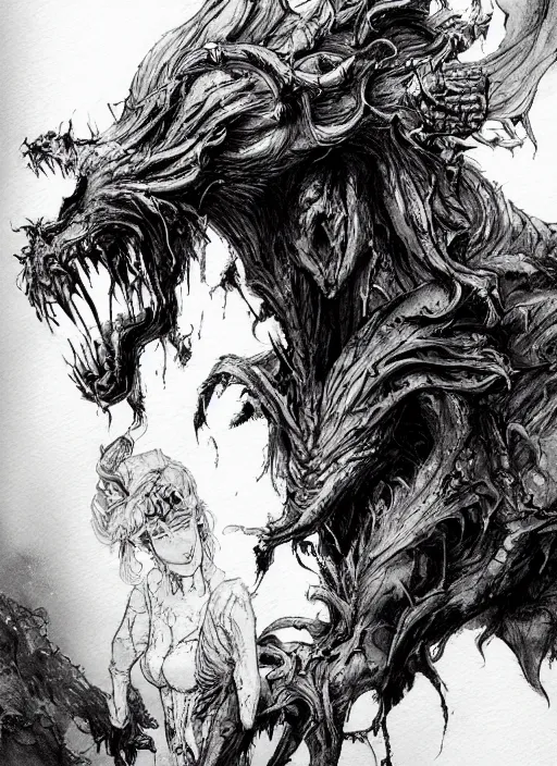 Image similar to portrait, Zombified beast, beauty and the beast, watercolor, dramatic lighting, cinematic, establishing shot, extremly high detail, foto realistic, cinematic lighting, pen and ink, intricate line drawings, by Yoshitaka Amano, Ruan Jia, Kentaro Miura, Artgerm, post processed, concept art, artstation, matte painting, style by eddie mendoza, raphael lacoste, alex ross
