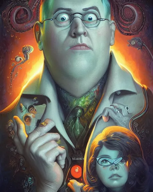 Image similar to lovecraftian portrait of domontovich, pixar style, by tristan eaton stanley artgerm and tom bagshaw