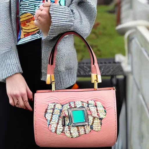 Prompt: designer handbag inspired by an artist's palette