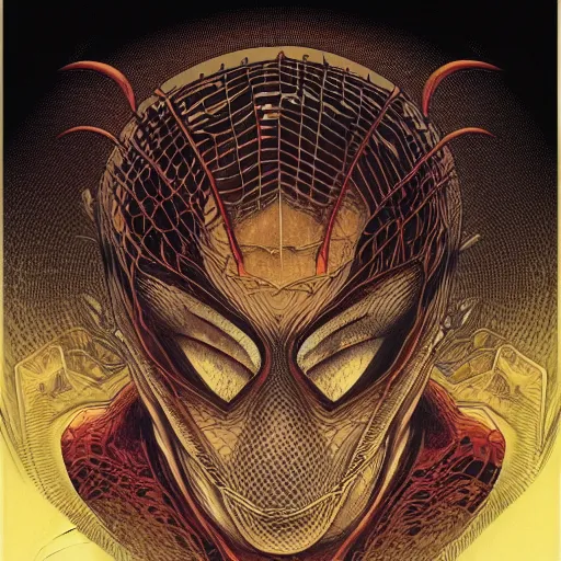 Prompt: portrait of dark spider, symmetrical, by yoichi hatakenaka, masamune shirow, josan gonzales and dan mumford, ayami kojima, takato yamamoto, barclay shaw, karol bak