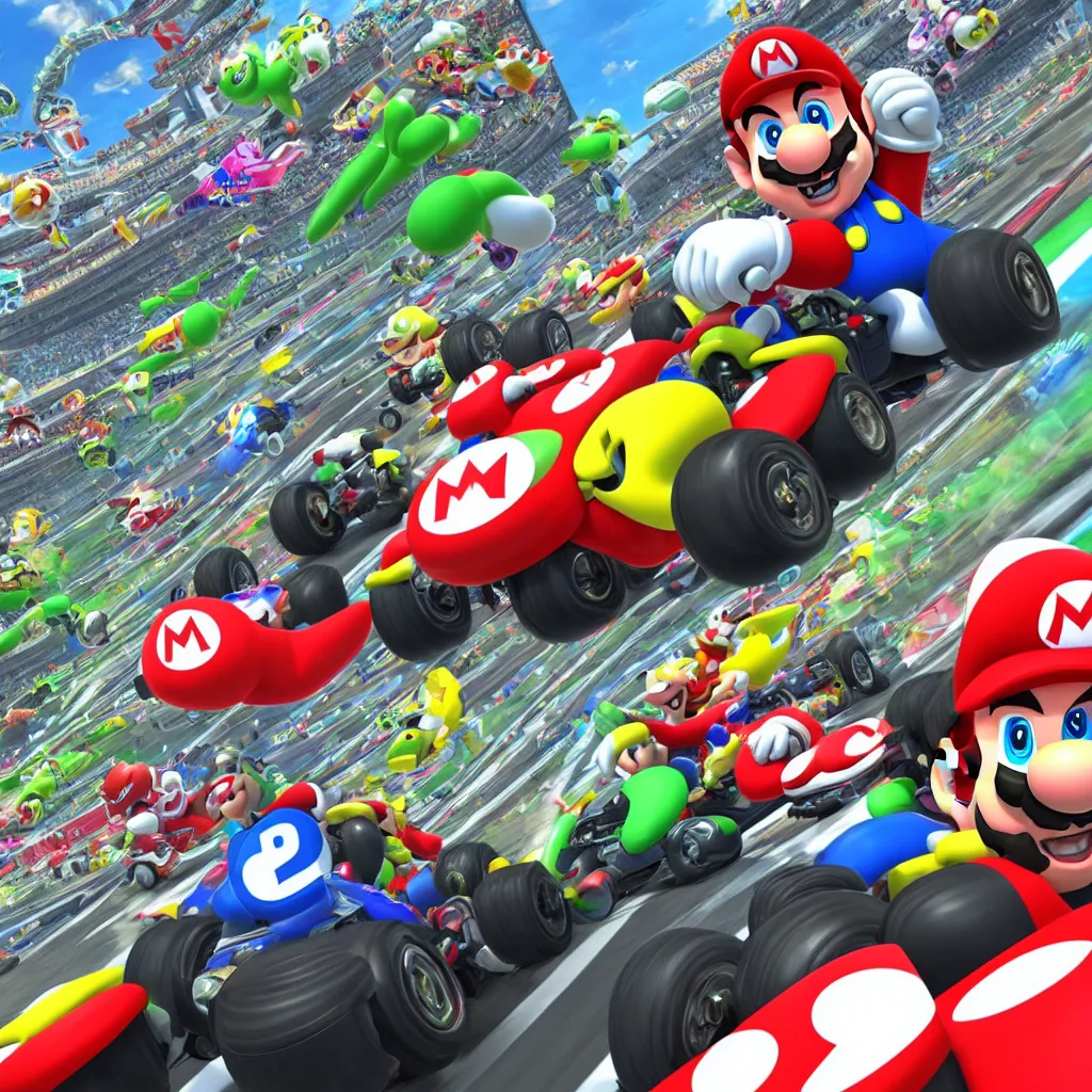 Prompt: new racing track dlc for mario kart 8 deluxe