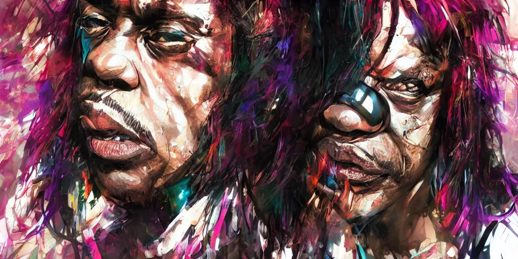 Prompt: rick james by yoji shinkawa, katayama bokuyo, agnes cecile, concept art, vibrant colors, 8 k