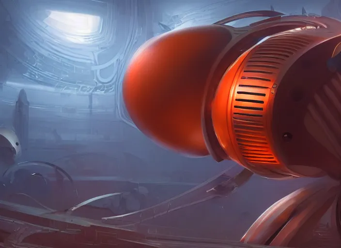 Prompt: a giant orange audio speaker, music notes, sound waves, sonic waves, elegant, digital painting, concept art, smooth sharp focus, illustration, from StarCraft by Ruan Jia and Mandy Jurgens and Artgerm and William-Adolphe Bouguerea