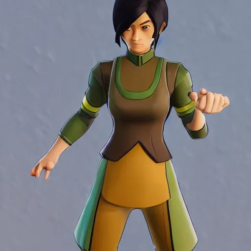 Image similar to toph beifong in fortnite, character render, full body shot, highly detailed, in game render