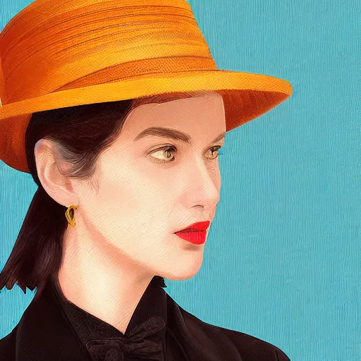 Prompt: portrait of a woman wearing a bowler hat, detailed digital art.