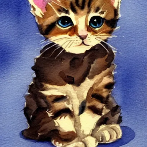 Image similar to cute kittens, watercolor, trending on artstation