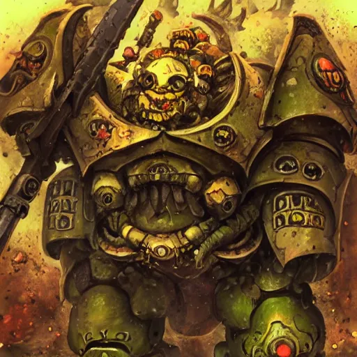 Image similar to nurgle chaos space marine, anime art style, illustration