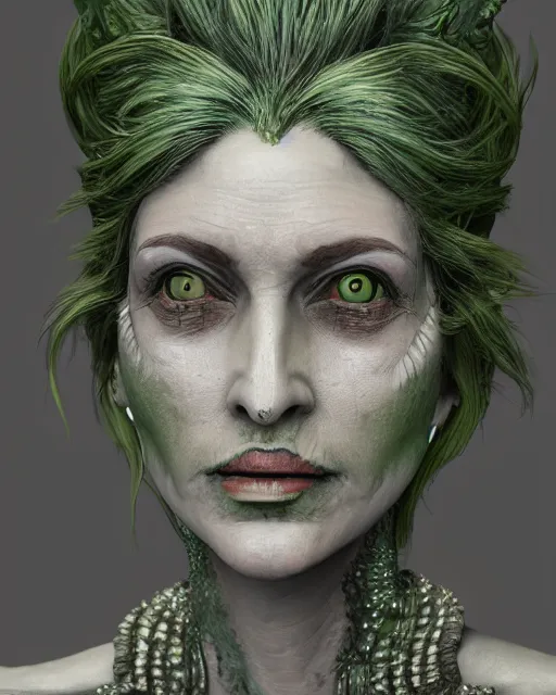 Prompt: Fantasy character portrait of distorted detailed painting of a queen woman made of grey stone, hyper detailed, green warpaint, trending on Artstation, 8k resolution, full HD, cinematic lighting, award winning, anatomically correct