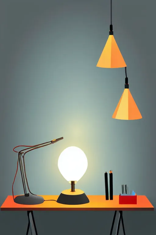 Prompt: minimalist boho style art of a colorful desk lamp, illustration, vector art