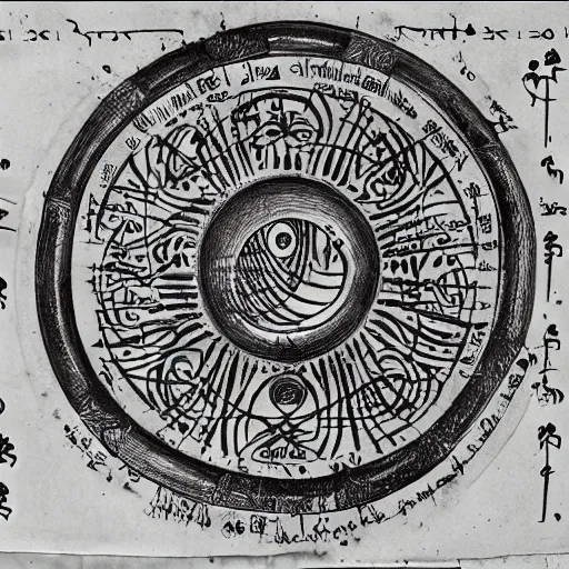 Image similar to detailed sigil drawing upon the power of yog - sothoth - from the 8 th century b. c. e. egyptian papyri version of the necronomicon. the demotic text speaks of a prophecied of a hypersigil called dataplex ouroboros that will awaken and unite the world's.