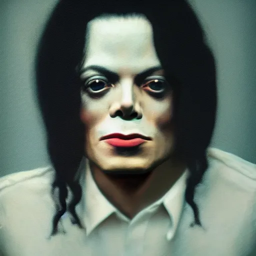 Image similar to realistic expired kodak film portrait of albino michael jackson mix, hyperrealism, hypermaximalism, photorealistic, detailed, atmospheric, 8 k, award winning photography, cinematic