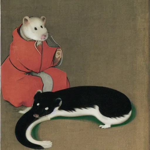 Prompt: a ferret by Takeshi Murakami and Pontormo