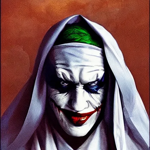 Image similar to lawrence of arabia as the joker, messy, portrait, realistic, concept art by alex ross