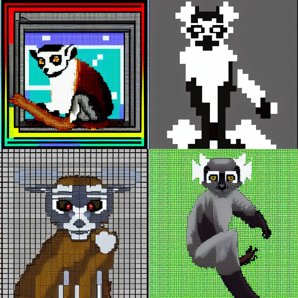 Prompt: 32-bit pixel art of a lemur