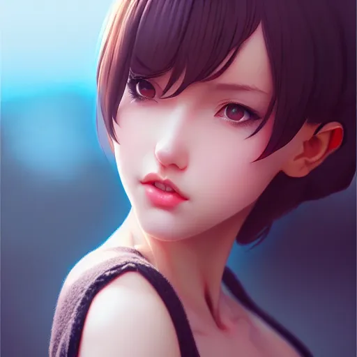 Image similar to cute girl by artgerm, kissing by ilya kuvshinov, point of view,, rtx reflections, octane render 1 2 8 k, extreme high intricate details by wlop, digital anime art by ross tran, composition by tom bagshaw, lighting by wlop