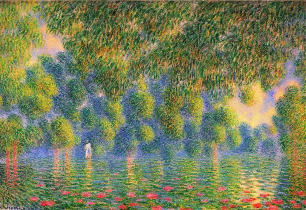 Prompt: anime scenery, very anime scenery in impressionist style, trending artwork, anime painter studio, by claude monet