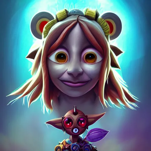 Prompt: a portrait of cinematic still of majora's mask, art by lois van baarle and loish and ross tran and rossdraws and sam yang and samdoesarts and artgerm and saruei and disney, digital art, highly detailed, intricate, sharp focus, trending on artstation hq, deviantart, unreal engine 5, 4 k uhd image