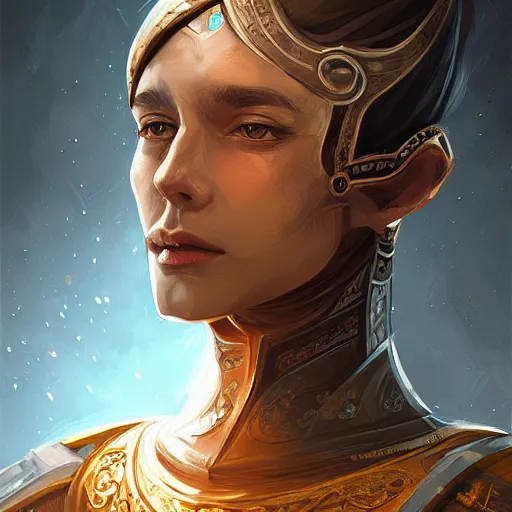 Image similar to portrait of knight, elegant, intricate, headshot, highly detailed, digital painting, artstation, concept art, sharp focus, illustration, art by petros afshar