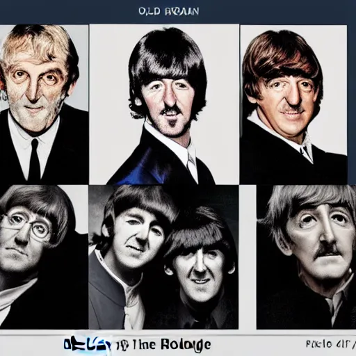 Image similar to old the beatles at age of 9 0 years old, color ( sony a 7 r iv, symmetric balance, polarizing filter, photolab, lightroom, 4 k, dolby vision, photography award ), vogue, perfect face, movie poster