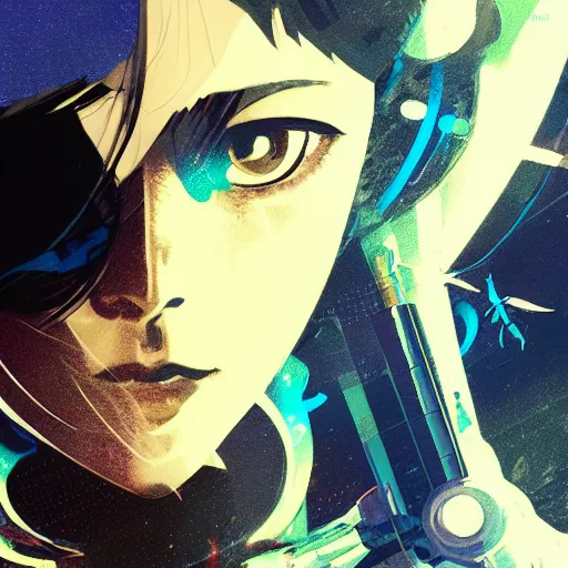 Image similar to Frequency indie album cover, luxury advertisement, indigo filter, blue and black colors. highly detailed post-cyberpunk sci-fi close-up schoolgirl in asian city in style of cytus and deemo, mysterious vibes, by Tsutomu Nihei, by Yoshitoshi ABe, by Ilya Kuvshinov, by Greg Tocchini, nier:automata, set in half-life 2, beautiful with eerie vibes, very inspirational, very stylish, with gradients, surrealistic, dystopia, postapocalyptic vibes, depth of field, mist, rich cinematic atmosphere, perfect digital art, mystical journey in strange world, beautiful dramatic dark moody tones and studio lighting, shadows, bastion game, arthouse