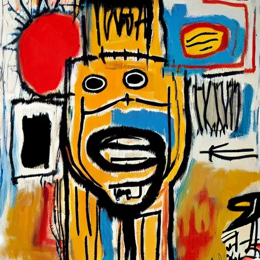 Image similar to a painting jean - michel basquiat did when he was deeply schizophrenic