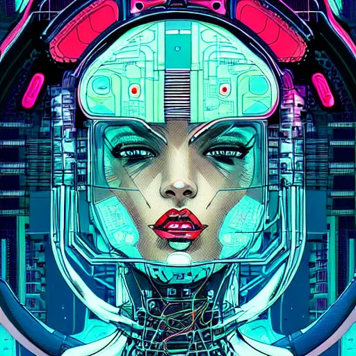 Image similar to a portrait of a beautiful cybernetic woman, wires, cyberpunk concept art by josan gonzales and philippe druillet and dan mumford and enki bilal and jean claude meziere