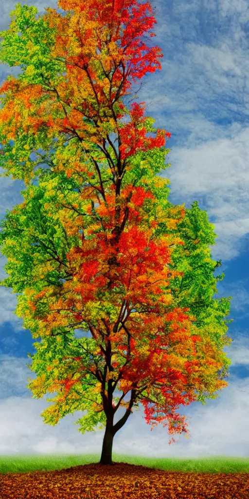 Image similar to a tree representing all four seasons