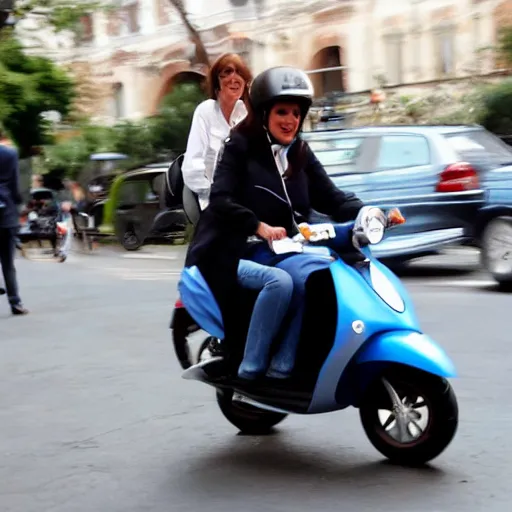 Image similar to Cristina Kirchner riding a scooter, photo quality