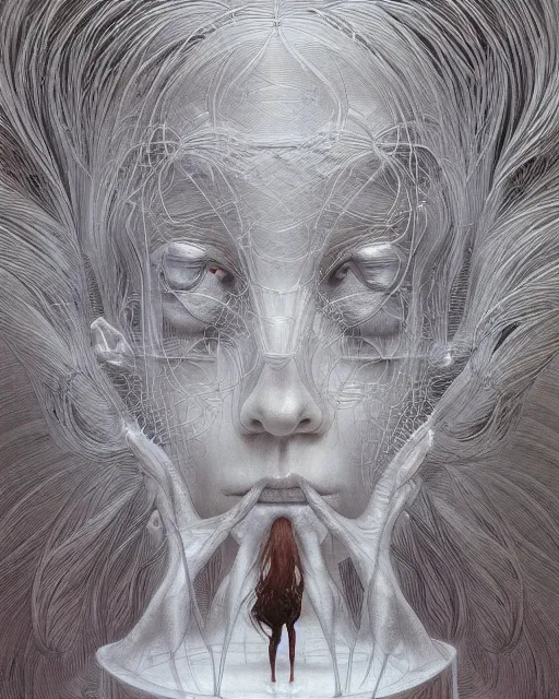 Image similar to conjuring an image from noise, by michael parkes, peter gric, and greg rutkowski, intricate, artgerm