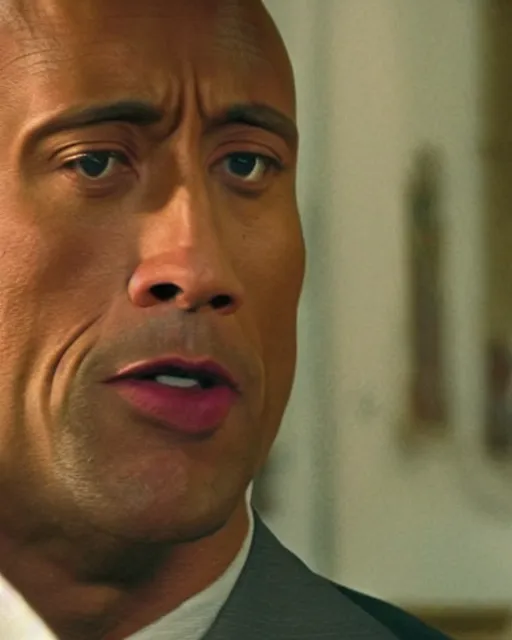 Prompt: film still close up shot of dwayne johnson in the movie goodfellas. photographic, photography