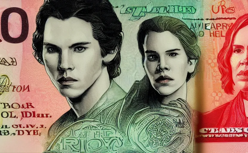 Image similar to reylo on a dollar bill