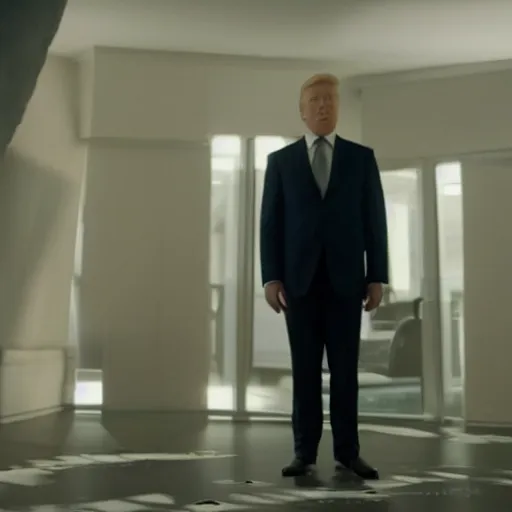 Prompt: film still of Black Mirror Episode about a Reptilian US President, VFX, 2022, 40mm lens, shallow depth of field