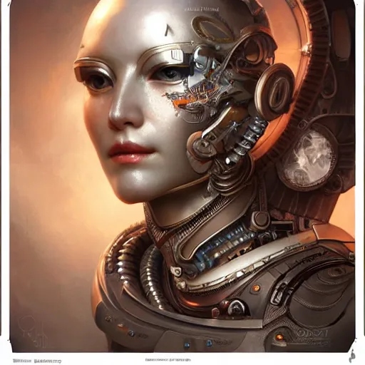 Image similar to ultra realist soft painting of a single attractive cyborg female sillicon skin cyborg armored, curiosities carnival, symmetry accurate features, very intricate details, focus, curvy, artstyle Hiraku Tanaka and Tom Bagshaw, award winning