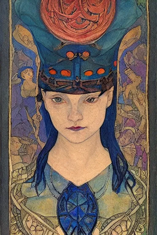 Image similar to the lantern crown, by Annie Swynnerton!!!! and Nicholas Roerich! and (Edmund Dulac) and ((((Diego Rivera)))), tattoos, elaborate costume, geometric ornament, symbolist, rich colors, dramatic lighting, smooth, sharp focus, extremely detailed