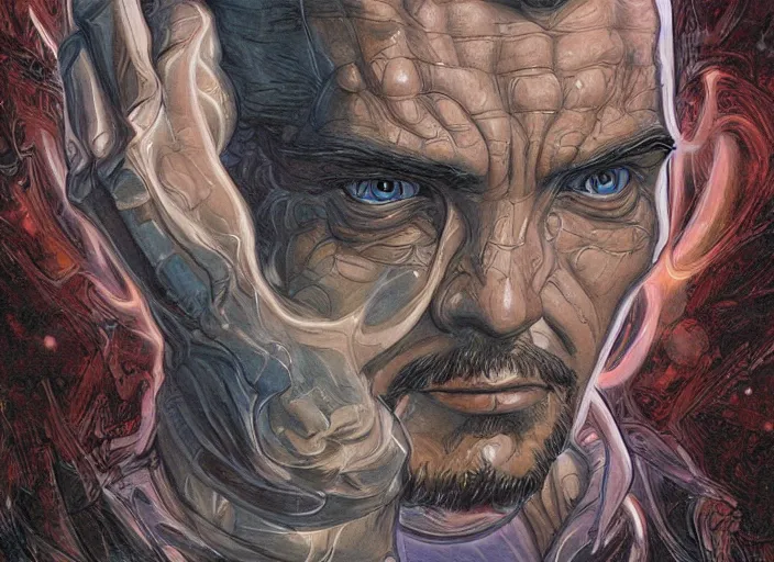 Image similar to a highly detailed alien portrait of stephen strange, james gurney, james jean