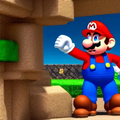 Image similar to screenshot from mario dwayne the rock johnson as mario