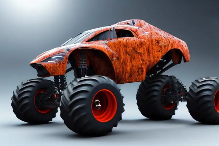 Prompt: still photo of a futuristic monster truck, highly detailed, photorealistic portrait, bright studio setting, studio lighting, crisp quality and light reflections, unreal engine 5 quality render