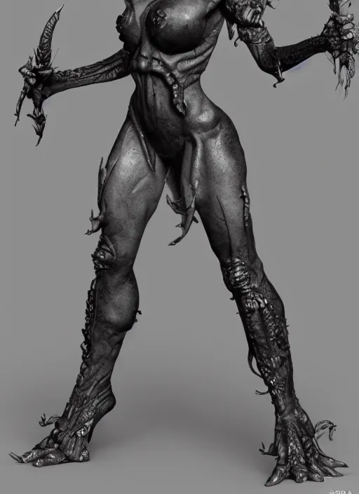 Image similar to female demon by Felix englund, full body, detailed, 8k, dark, trending on artstation, felix englund style, high resolution