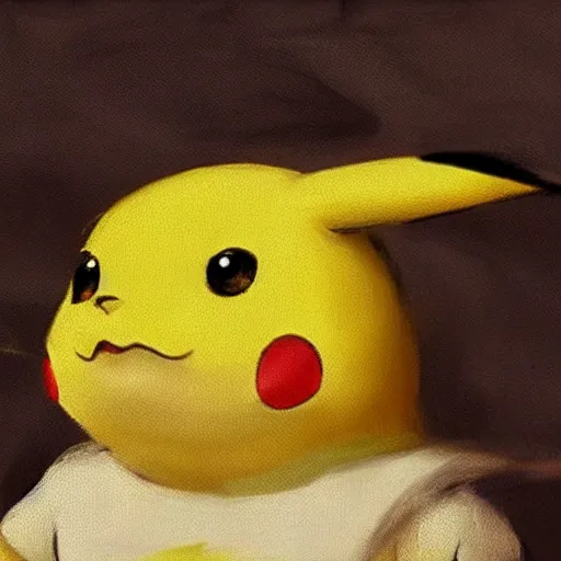 Prompt: painterly realistic renaissance pikachu