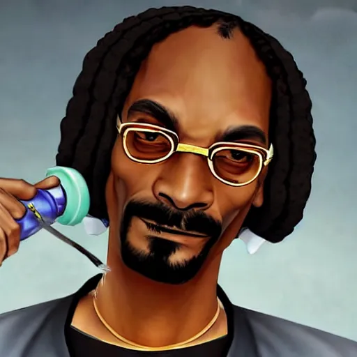 Image similar to Snoop Dogg as a character in the game League of Legends, with a background based on the game League of Legends, detailed face