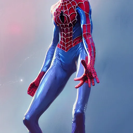 Image similar to very beautiful girl in spider man suit, super hero, webs, highly detailed, digital art, full body, artstation, concept art, smooth, sharp focus, greg rutkowski, wlop