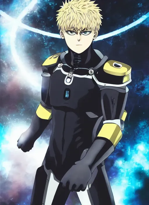 Image similar to A full portrait photo of real-life genos from one punch man, f/22, 35mm, 2700K, lighting, perfect faces, award winning photography.